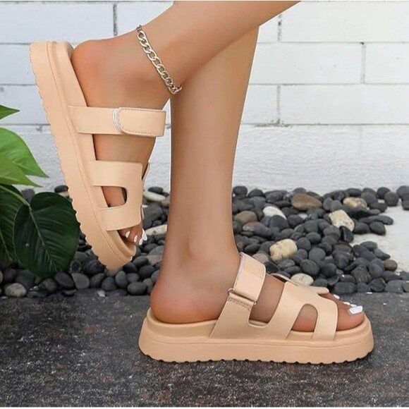 Women's Thick Platform Slide Sandals Anti- Slip Open Toe Adjustable NWT size 7.5 - Picture 4 of 12